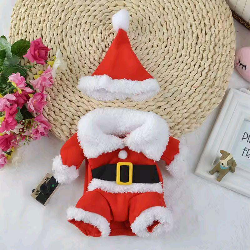Pet Santa Outfit - Red Fuzzy Santa Suit with Hat for Festive Christmas Pet Wear