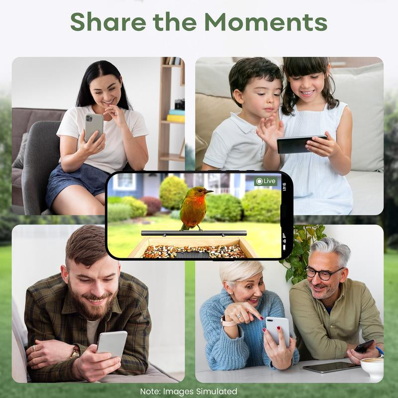 Adomii Smart Bird Feeder Camera Solar Powered with AI Bird Identification Live View HD Video Recording Cedarwood Gift for Bird Lovers & Families