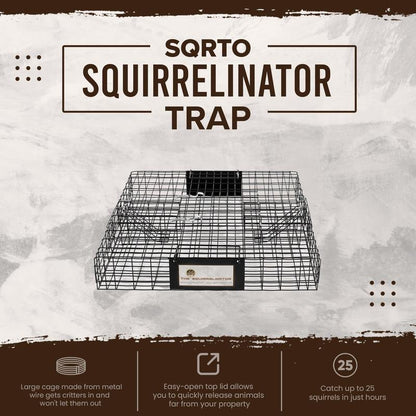 Rugged Ranch SQRTO Squirrelinator Trap Catchmor Live Animal 2 Door Metal Cage 1/2 Pack