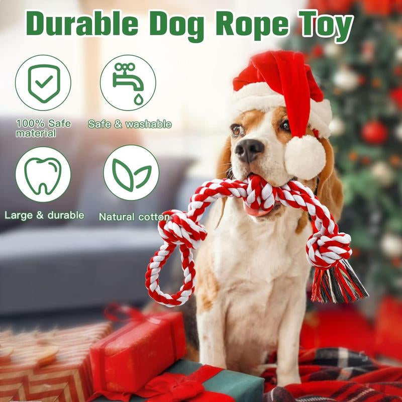 UPSKY Christmas Dog Rope Toys ,Dental Cleaning Chew Toys, Dog Tug Toy for Boredom, Dog Rope Toys for Medium Large Pet
