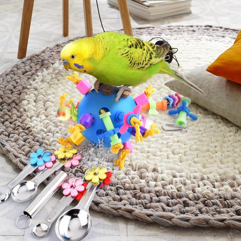 Bird Toys, Parrot Pull Spoons Colorful Acrylic Stick Toys Bird Chew Toys for Amazon Parrot, African Grey, Conure, Caique, Quaker, Small Cockatoo, Mini Macaw, Eclectus and Similar Birds