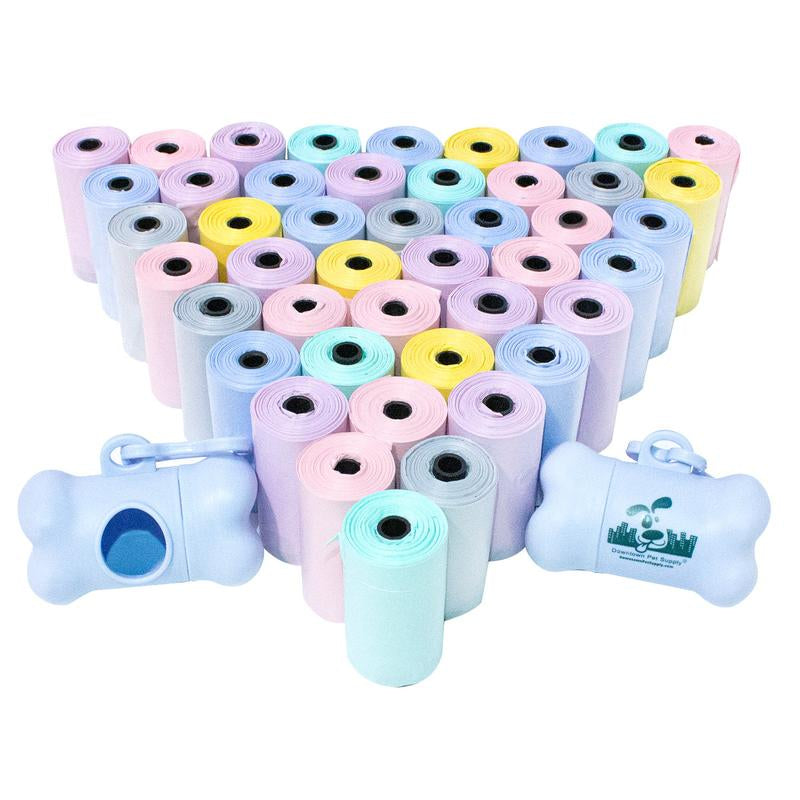 Pastel Dog Poop Bags with Dispenser - Lavender Scent or Unscented