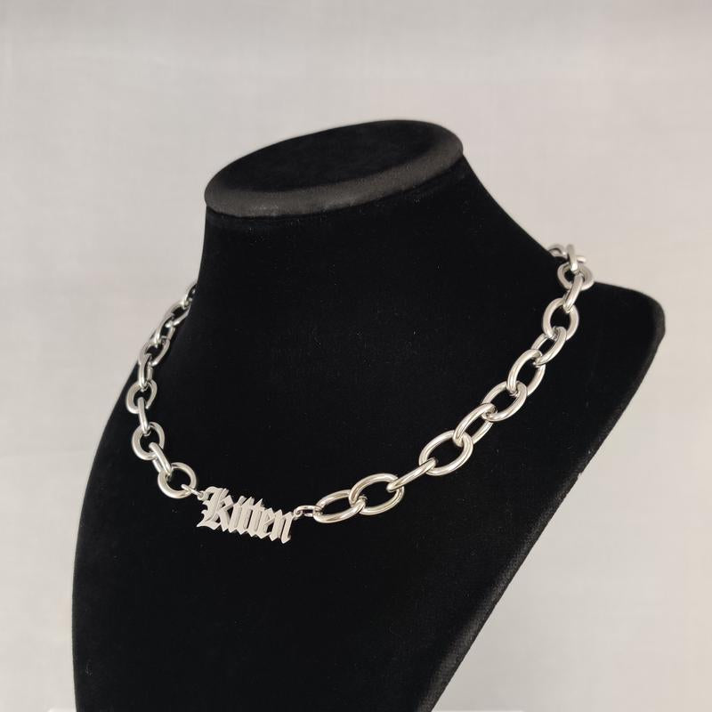 Pet Name Chain Choker- Stainless Steel, Chunky, Bold, Durable - Altcultures