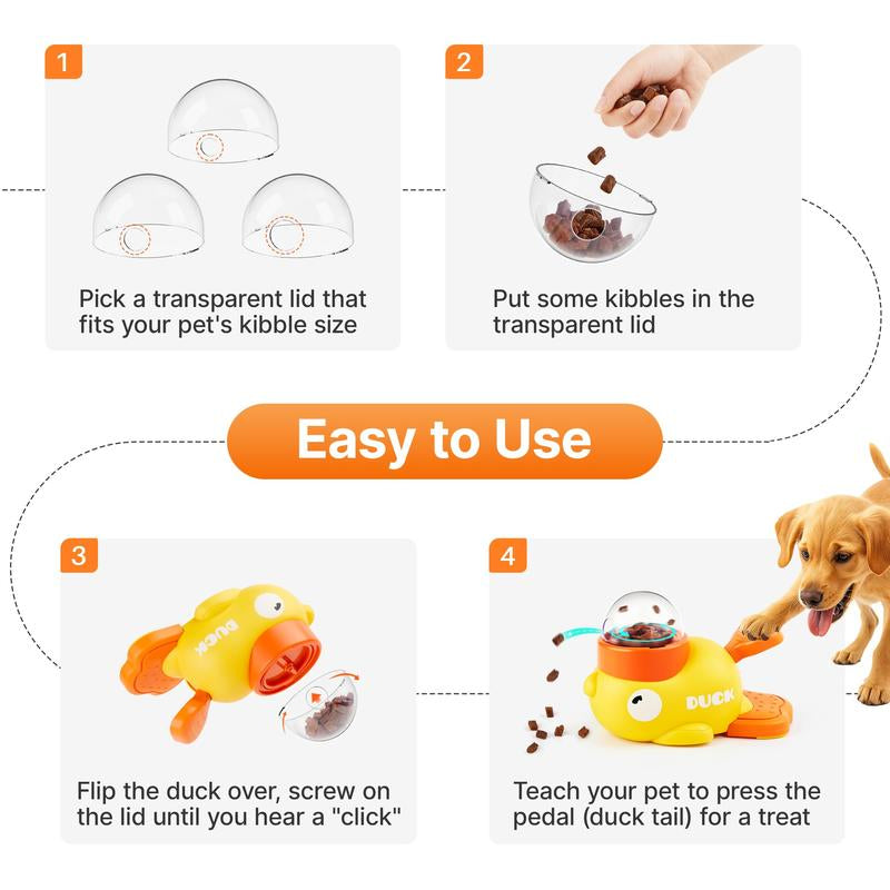 Meow Interactive Cat Puzzle Treat Dispenser Toy, Duck-Shaped Food Slow Feeder for Cats and Small Dogs Enrichment, IQ Training and Exercise 8.6 Inches