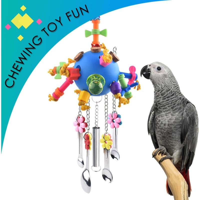 Bird Toys, Parrot Pull Spoons Colorful Acrylic Stick Toys Bird Chew Toys for Amazon Parrot, African Grey, Conure, Caique, Quaker, Small Cockatoo, Mini Macaw, Eclectus and Similar Birds