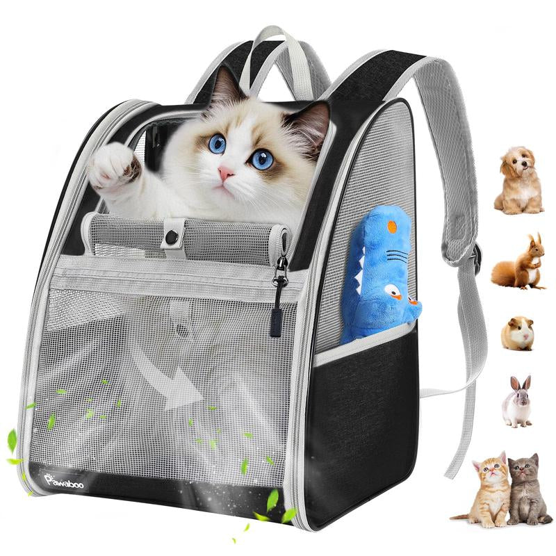Cat Carrier Backpack for Kitties Small Dogs Puppies, Breathable Cat Bag, Small Dog Travel Backpack Carrier for Kitten Puppy Bunny (Up to 22Lbs)