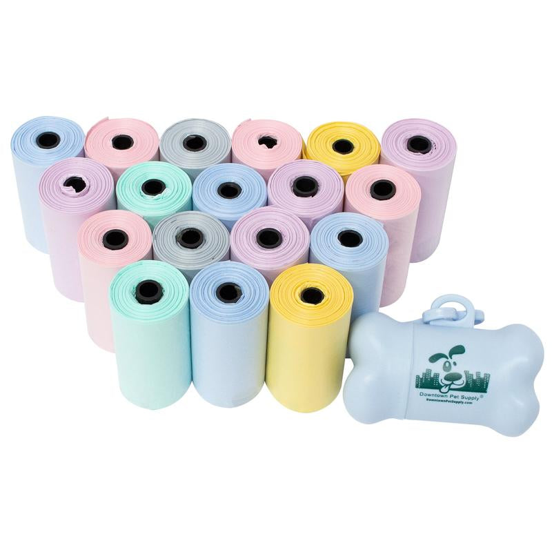 Pastel Dog Poop Bags with Dispenser - Lavender Scent or Unscented