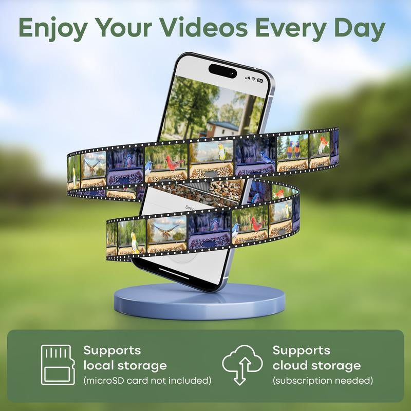 Adomii Smart Bird Feeder Camera Solar Powered with AI Bird Identification Live View HD Video Recording Cedarwood Gift for Bird Lovers & Families