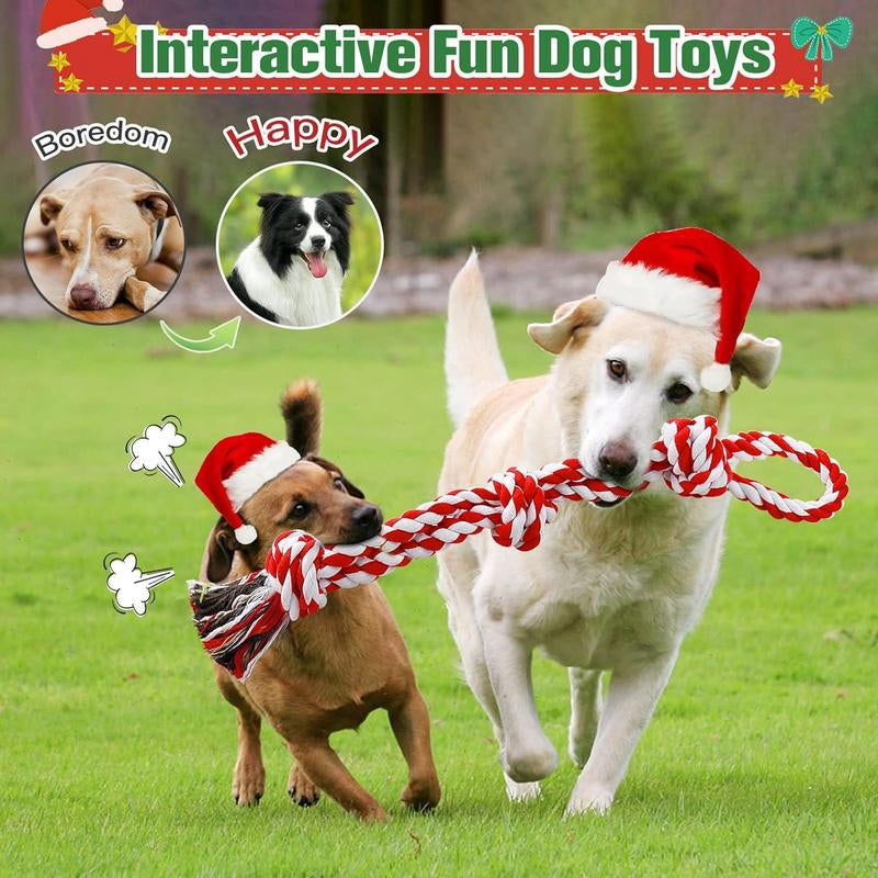 UPSKY Christmas Dog Rope Toys ,Dental Cleaning Chew Toys, Dog Tug Toy for Boredom, Dog Rope Toys for Medium Large Pet