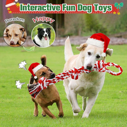 UPSKY Christmas Dog Rope Toys ,Dental Cleaning Chew Toys, Dog Tug Toy for Boredom, Dog Rope Toys for Medium Large Pet
