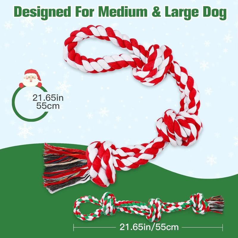 UPSKY Christmas Dog Rope Toys ,Dental Cleaning Chew Toys, Dog Tug Toy for Boredom, Dog Rope Toys for Medium Large Pet