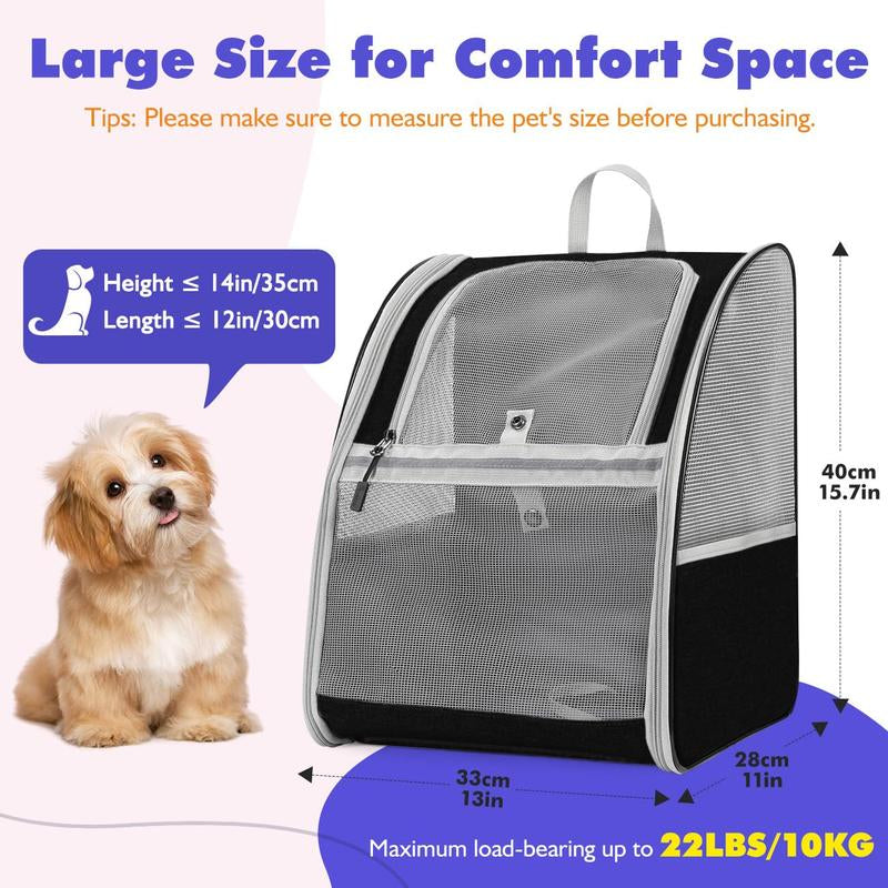 Cat Carrier Backpack for Kitties Small Dogs Puppies, Breathable Cat Bag, Small Dog Travel Backpack Carrier for Kitten Puppy Bunny (Up to 22Lbs)
