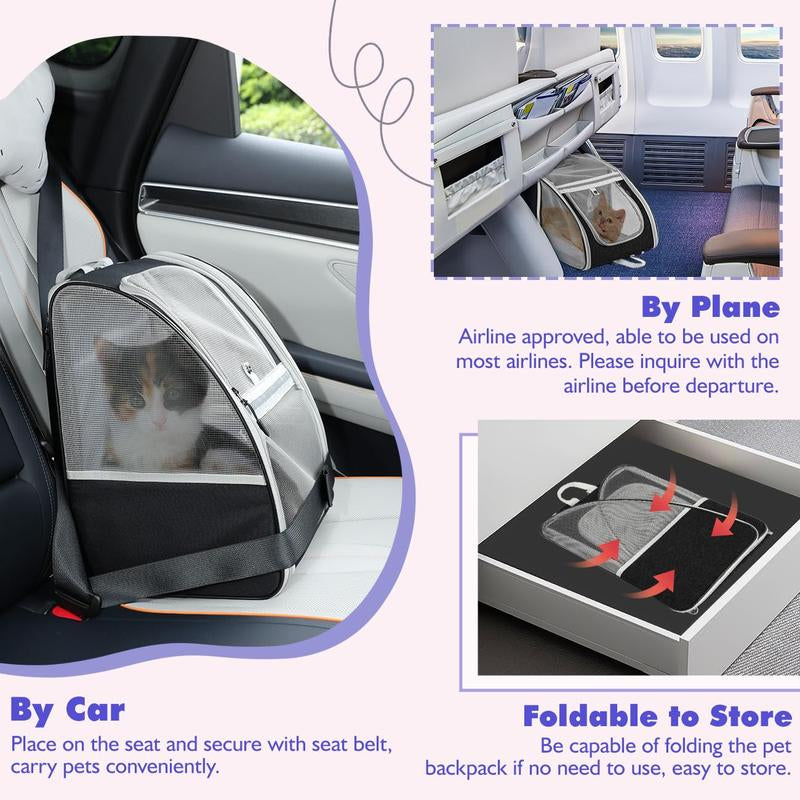 Cat Carrier Backpack for Kitties Small Dogs Puppies, Breathable Cat Bag, Small Dog Travel Backpack Carrier for Kitten Puppy Bunny (Up to 22Lbs)