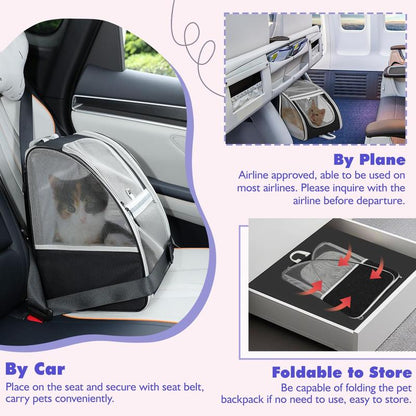 Cat Carrier Backpack for Kitties Small Dogs Puppies, Breathable Cat Bag, Small Dog Travel Backpack Carrier for Kitten Puppy Bunny (Up to 22Lbs)