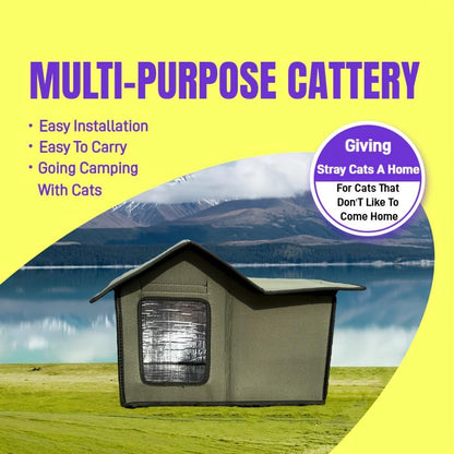 Multi-Functional Outdoor Cat House: Portable, Heat Preservation, Waterproof, Easy to Clean, Suitable for Multiple Cats, Winter Weatherproof Cat House, Winter Cat House, Warm Home for Stray Cats and Outdoor Cats
