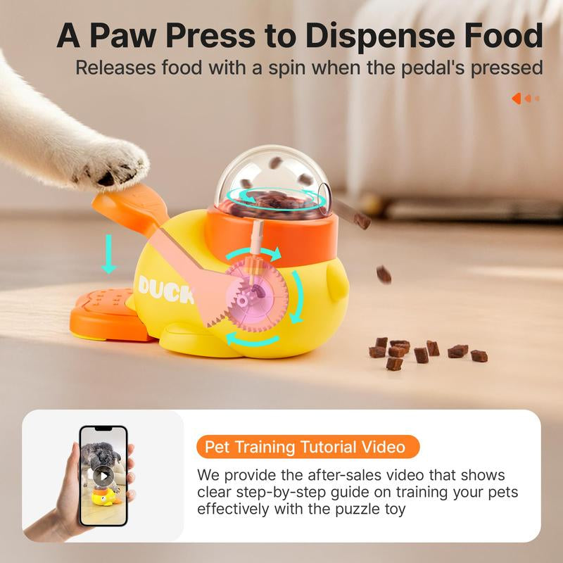 Meow Interactive Cat Puzzle Treat Dispenser Toy, Duck-Shaped Food Slow Feeder for Cats and Small Dogs Enrichment, IQ Training and Exercise 8.6 Inches
