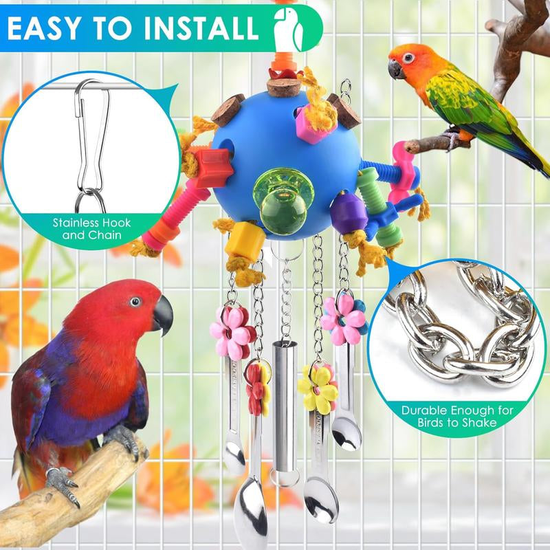 Bird Toys, Parrot Pull Spoons Colorful Acrylic Stick Toys Bird Chew Toys for Amazon Parrot, African Grey, Conure, Caique, Quaker, Small Cockatoo, Mini Macaw, Eclectus and Similar Birds