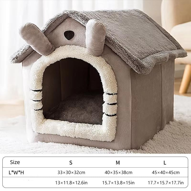 Breathable Warm Plush Pet House, Indoor Outdoor Dog Bed with Sponge Filling, All-Season Small Medium Breed Kennel for Dogs & Cats