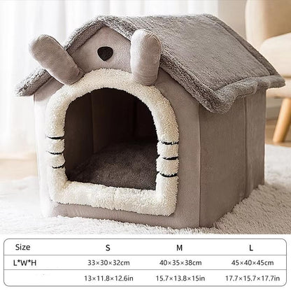 Breathable Warm Plush Pet House, Indoor Outdoor Dog Bed with Sponge Filling, All-Season Small Medium Breed Kennel for Dogs & Cats