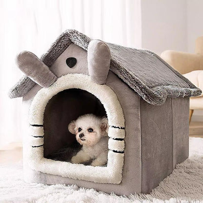 Breathable Warm Plush Pet House, Indoor Outdoor Dog Bed with Sponge Filling, All-Season Small Medium Breed Kennel for Dogs & Cats