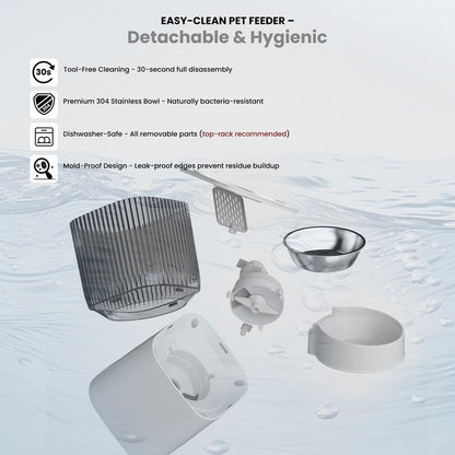 【Geoorood】5L Stainless Steel Automatic Cat Feeder, APP Remote Control, 2.4Ghz Wifi Only, Programmable Feeding for Dog and Cat