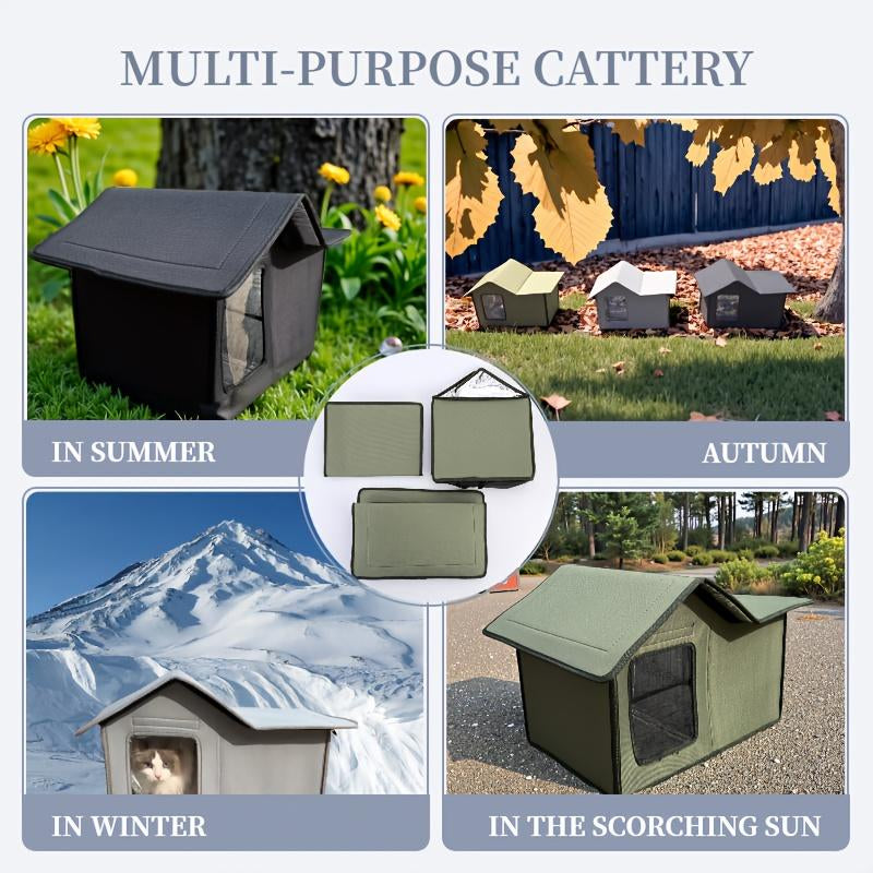 Multi-Functional Outdoor Cat House: Portable, Heat Preservation, Waterproof, Easy to Clean, Suitable for Multiple Cats, Winter Weatherproof Cat House, Winter Cat House, Warm Home for Stray Cats and Outdoor Cats