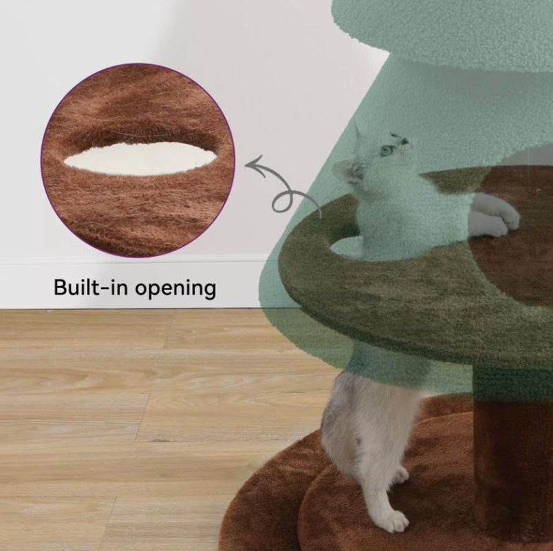 Yitahome 60" Christmas Cat Tree with 3 Cat House, Cat Tower for Indoor Cats with Cat Condos, Cute Cat Tree with Plush Ball, Christmas Tree Cat House