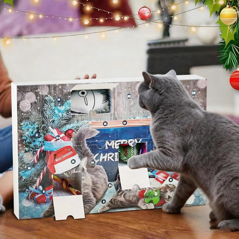 Teasing Cat Toys Advent Calendar 2025 24 Days Christmas Countdown Calendars Includes 24 Toys Interactive Ornaments Toys for Cat Lovers Xmas Gifts