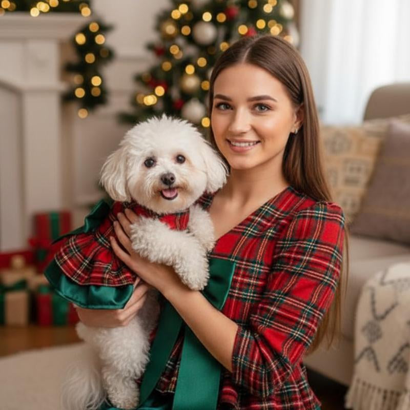 2025 New Pet Christmas Dress, Autumn and Winter Dog Clothes, Cat Skirt Pet Clothing