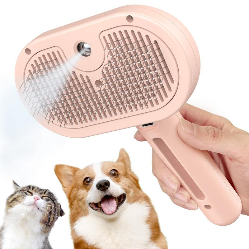 Pet 3-In-1 Spray Massage Comb for Cats & Dogs Prevents Static Electricity Removes Loose Hair with One Click Gentle Skin Care Steam Brush with Cool Mist Rechargeable Steam Pet Grooming Brush