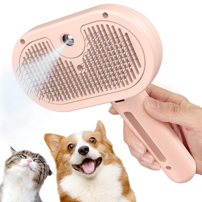 Pet 3-In-1 Spray Massage Comb for Cats & Dogs Prevents Static Electricity Removes Loose Hair with One Click Gentle Skin Care Steam Brush with Cool Mist Rechargeable Steam Pet Grooming Brush
