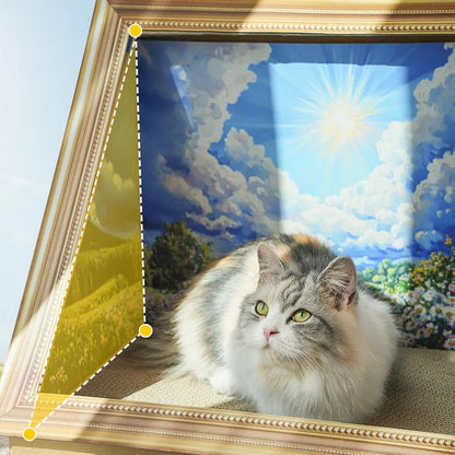 15-In Retro Art Cat Scratcher Multi-Functional Pet Cat Scratch Board, Scratch-Resistant and Wear-Resistant, Can Lie and Play,Oil Painting Scenic Design