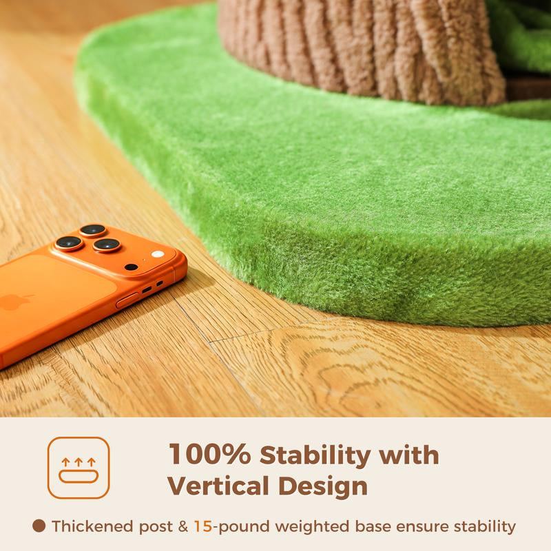 Brown Tree Trunk Cat Tree, 68..5-Inch Tall with Removable Pink Flower Top Perch, 5-Level Cat Tower with 4 Condos & Hanging Balls, Jungle-Themed Furniture