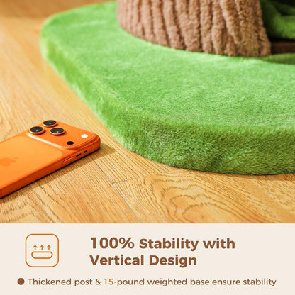 Brown Tree Trunk Cat Tree, 68..5-Inch Tall with Removable Pink Flower Top Perch, 5-Level Cat Tower with 4 Condos & Hanging Balls, Jungle-Themed Furniture