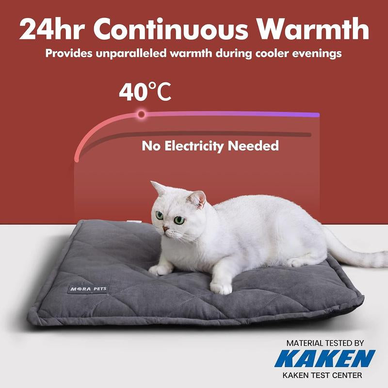 [Black Friday] Mora Pets Self-Heating Cat Bed Self-Heating Cat Mat Thick Thermal Pet Tabletop 24 X 18 Inches with Sensor Cover Machine Washable Ultra-Warm Mat for Outdoor and Indoor Cats and Small Dogs