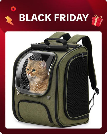 Pecute Cat Backpack Carrier Large Space Bubble Design for Travel Green Gray Khaki Ideal for Cat Lovers