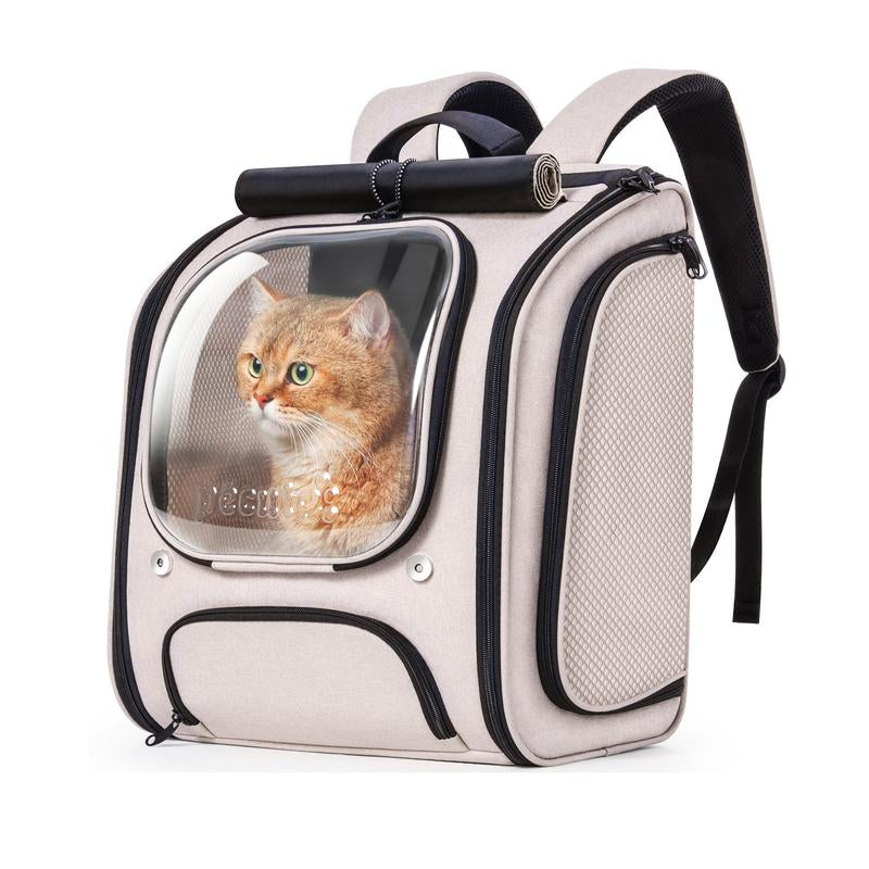 Pecute Cat Backpack Carrier Large Space Bubble Design for Travel Green Gray Khaki Ideal for Cat Lovers