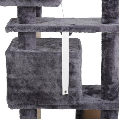 Pet Republic 55-In Multi-Level Cat Tree Tower Indoor Cat Condo for Kitten, Cozy Plush Pet Furniture W/Sisal Scratching Posts & Ladder & Dangling Balls, Dark Gray