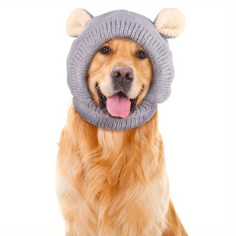 Noise Protection Dog Hat – Warm Knitted Quiet Ears Cap for Medium & Large Pets, Soft Winter Headwear for Dogs & Cats, Comfortable Anti-Noise Orange Hoodie Lady Baggy Cardigan Green Candlestick Easy Cut Wooden Peanut Chain Jacquard Design Free Standing Pu
