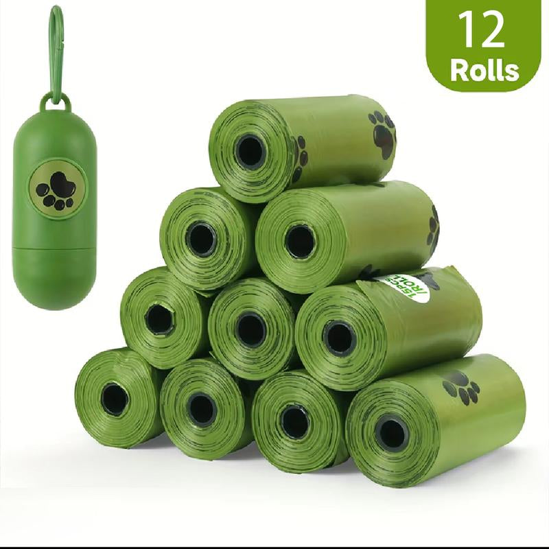 Pet Waste Bags - 480 Pcs Extra Thick Leak-Proof Odor-Blocking Poop Bags for Dogs Cats Camouflage Design 12 Rolls 30 Bags per Roll Stainless Steel Dispenser Included