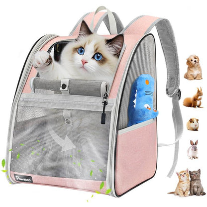 Cat Carrier Backpack for Kitties Small Dogs Puppies, Breathable Cat Bag, Small Dog Travel Backpack Carrier for Kitten Puppy Bunny (Up to 22Lbs)