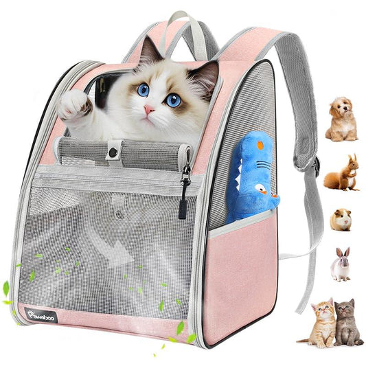Cat Carrier Backpack for Kitties Small Dogs Puppies, Breathable Cat Bag, Small Dog Travel Backpack Carrier for Kitten Puppy Bunny (Up to 22Lbs)