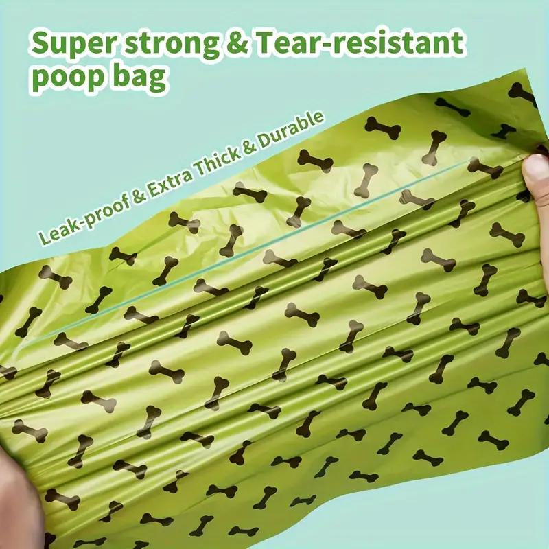 Pet Waste Bags - 480 Pcs Extra Thick Leak-Proof Odor-Blocking Poop Bags for Dogs Cats Camouflage Design 12 Rolls 30 Bags per Roll Stainless Steel Dispenser Included