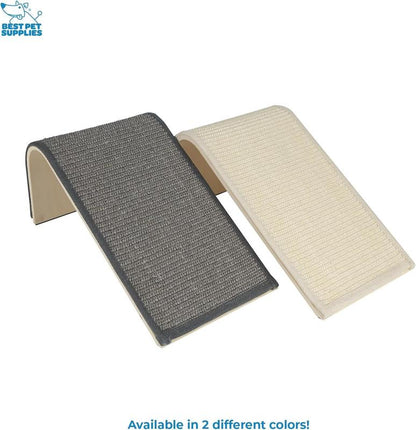 CATIFY Sloped Sisal Cat Scratcher - Heavy-Duty Sisal Fabric, Sturdy Base, Neutral Gray Finish, Ideal for Kittens & Adult Cats, Encourages Scratching, Climbing, and Play