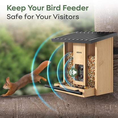 Adomii Smart Bird Feeder Camera Solar Powered with AI Bird Identification Live View HD Video Recording Cedarwood Gift for Bird Lovers & Families