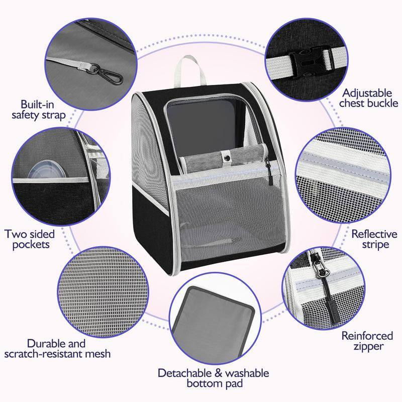 Cat Carrier Backpack for Kitties Small Dogs Puppies, Breathable Cat Bag, Small Dog Travel Backpack Carrier for Kitten Puppy Bunny (Up to 22Lbs)