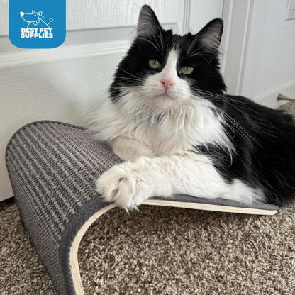 CATIFY Sloped Sisal Cat Scratcher - Heavy-Duty Sisal Fabric, Sturdy Base, Neutral Gray Finish, Ideal for Kittens & Adult Cats, Encourages Scratching, Climbing, and Play