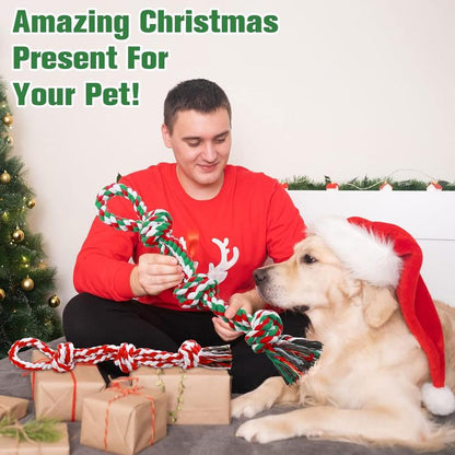 UPSKY Christmas Dog Rope Toys ,Dental Cleaning Chew Toys, Dog Tug Toy for Boredom, Dog Rope Toys for Medium Large Pet