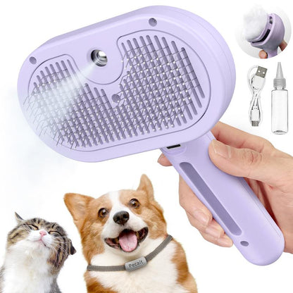 Pet 3-In-1 Spray Massage Comb for Cats & Dogs Prevents Static Electricity Removes Loose Hair with One Click Gentle Skin Care Steam Brush with Cool Mist Rechargeable Steam Pet Grooming Brush