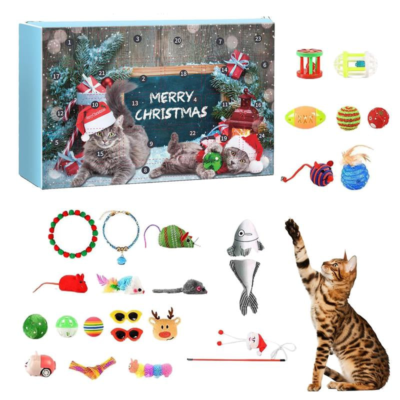 Teasing Cat Toys Advent Calendar 2025 24 Days Christmas Countdown Calendars Includes 24 Toys Interactive Ornaments Toys for Cat Lovers Xmas Gifts